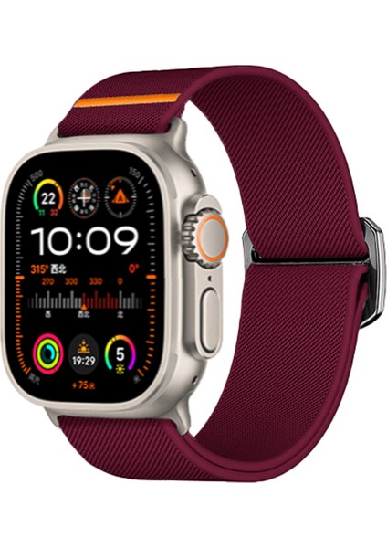 Apple Watch Series 10 42MM/9 8 7 41MM/SE (2023) Se (2022) Se 6 5 4 40MM/3 2 1 38MM Elastik Bant Için Kalebol Naylon Kayış - Şarap Kırmızısı (Yurt Dışından) indirimleri