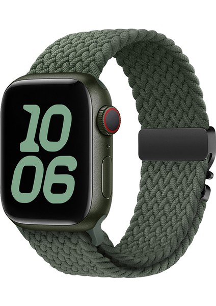 Apple Watch Series 10, 9, 8, 7, Se, 6, 5, 4, 3, 2, 1, 42 Mm, 41 Mm, 40 Mm, 38 mm Paraşüt Tokalı Örgülü Saat Kayışı - Koyu Zeytin Yeşili Naylon Kayış (Yurt Dışından) modelleri