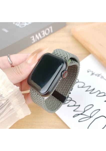 Apple Watch Series 10, 9, 8, 7, Se, 6, 5, 4, 3, 2, 1, 42 Mm, 41 Mm, 40 Mm, 38 mm Paraşüt Tokalı Örgülü Saat Kayışı - Koyu Zeytin Yeşili Naylon Kayış (Yurt Dışından) fırsatları