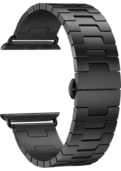 Apple Watch Series 10 46MM/ULTRA 2/ Ultra 49MM/9 8 7 45MM/SE (2023) Se (2022) Se 6 5 4 44MM/3 2 1 42MM Için Titanyum Alaşımlı Kayış - Siyah (Yurt Dışından)