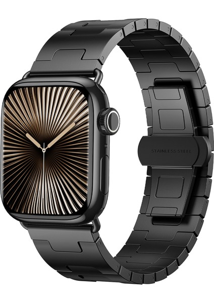 Apple Watch Series 10 46MM/ULTRA 2/ Ultra 49MM/9 8 7 45MM/SE (2023) Se (2022) Se 6 5 4 44MM/3 2 1 42MM Için Titanyum Alaşımlı Kayış - Siyah (Yurt Dışından) fırsatları