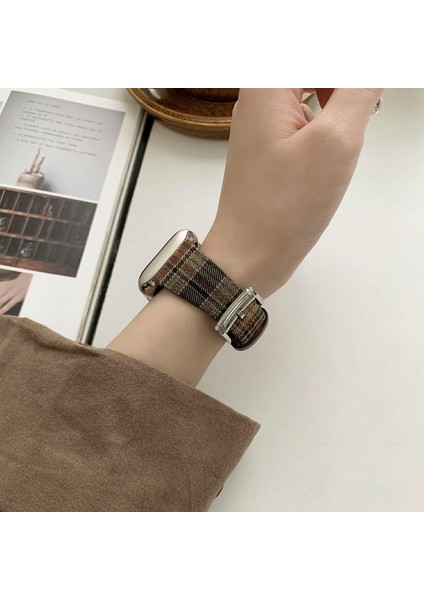 Apple Watch Series 10 42MM/9 8 7 41MM/SE (2023) Se (2022) Se 6 5 4 40MM/3 2 1 38MM-STIL 1 Için Ekose Yün Kayış (Yurt Dışından) modelleri