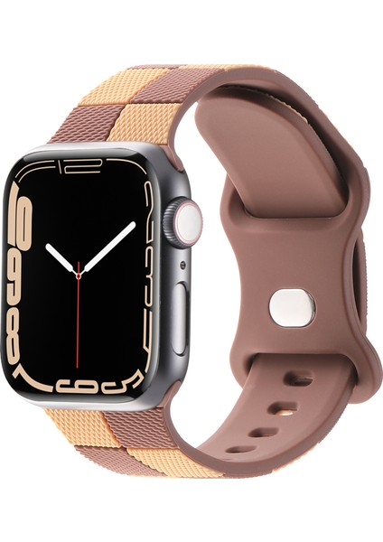Kalebol Apple Watch Series 10 46MM/ULTRA 2 Ultra 49MM/9 8 7 45MM/SE (2023) Se (2022) Se 6 5 4 44MM/3 2 1 42MM Silikon Bant-Kahverengi (Yurt Dışından) modelleri
