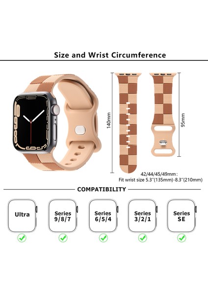 Kalebol Apple Watch Series 10 46MM/ULTRA 2 Ultra 49MM/9 8 7 45MM/SE (2023) Se (2022) Se 6 5 4 44MM/3 2 1 42MM Silikon Bant-Kahverengi (Yurt Dışından) fırsatları