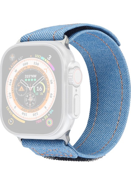 Apple Watch 10 46MM/ULTRA 2/ultra 49MM/9 8 7 45MM/SE (2023) Se (2022) Se 6 5 4 44MM/3 2 1 42MM Magic Tape Band-Bebek Mavisi Için Kalebol Denim Saat Kayışı (Yurt Dışından)