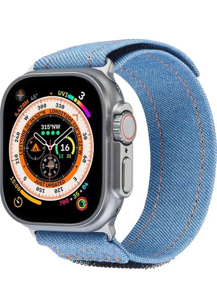 Apple Watch 10 46MM/ULTRA 2/ultra 49MM/9 8 7 45MM/SE (2023) Se (2022) Se 6 5 4 44MM/3 2 1 42MM Magic Tape Band-Bebek Mavisi Için Kalebol Denim Saat Kayışı (Yurt Dışından) fırsatları