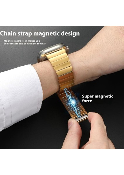 Apple Watch Series 10 42MM/9 8 7 41MM/SE (2023) Se (2022) Se 6 5 4 40MM/3 2 1 38MM Manyetik Metal Saat Kayışı - Siyah (Yurt Dışından) fırsatları