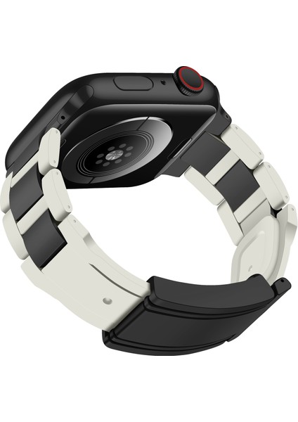 Apple Watch Series 10 42MM/9 8 7 41MM/SE (2023) Se (2022) Se 6 5 4 40MM/3 2 1 38MM Paslanmaz Çelik + Ka Kayış - Bej + Siyah Toka (Yurt Dışından) fiyatları