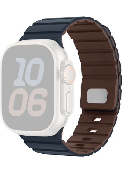 Apple Watch Series 10 Ultra 9 8 7 Se 6 5 4 3 2 1 46MM 49MM 45MM 44MM 42MM Manyetik Silikon Bant Hızlı Çıkarma Kayışı - Gece Yarısı/çikolata (Yurt Dışından)