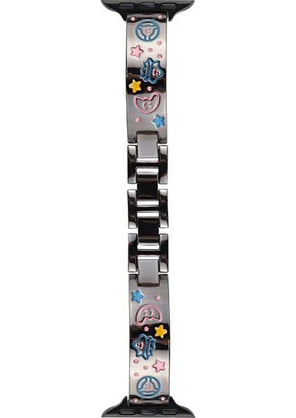 Apple Watch Series 10 46MM/ULTRA 2 Ultra 49MM/9 8 7 45MM/SE (2023) Se (2022) Se 6 5 4 44MM/3 2 1 42MM Metal Saat Kayışı-Siyah (Yurt Dışından)