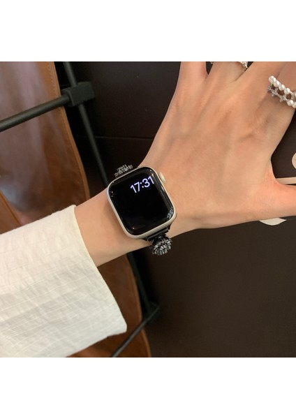 Apple Watch Series 10 42MM/9 8 7 41MM/SE (2023) Se (2022) Se 6 5 4 40MM/3 2 1 38MM Zirkonyum Bileklik - Siyah (Yurt Dışından) fırsatları