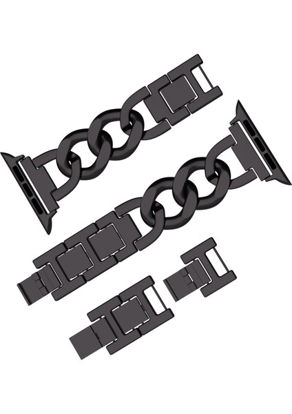 Apple Watch 10 46MM/ULTRA 2/ultra 49MM/9 8 7 45MM/SE (2023) Se (2022) Se 6 5 4 44MM/3 2 1 42MM Metal Zincir Akıllı Saat Kayışı-Siyah (Yurt Dışından)