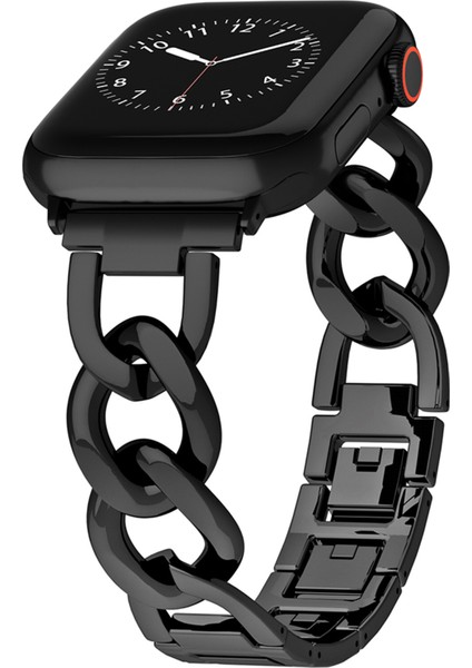 Apple Watch 10 46MM/ULTRA 2/ultra 49MM/9 8 7 45MM/SE (2023) Se (2022) Se 6 5 4 44MM/3 2 1 42MM Metal Zincir Akıllı Saat Kayışı-Siyah (Yurt Dışından) modelleri