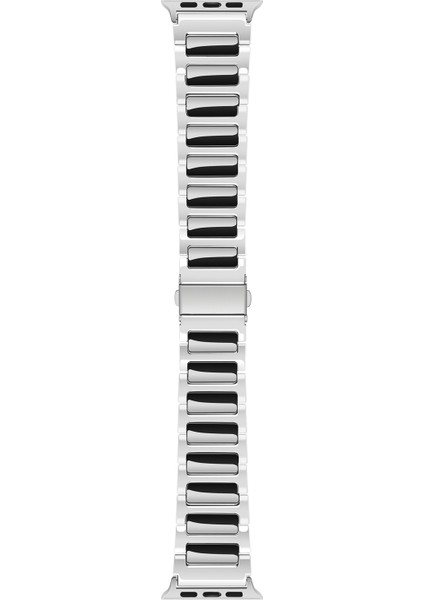 Apple Watch Series 10 42MM/9 8 7 41MM/SE (2023) Se (2022) Se 6 5 4 40MM/3 2 1 38MM Spor Saat Kayışı Çinko Alaşımlı Bilek Bandı-Gümüş+Siyah (Yurt Dışından) fırsatları