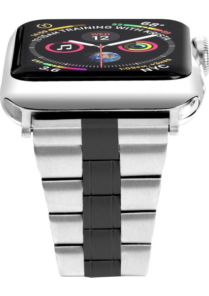 Apple Watch Series 10 42MM/9 8 7 41MM/6 5 4 Se Se (2022) Se (2023) 40MM/3 2 1 38MM - Siyah Için Üç Boncuklu Tokalı Paslanmaz Çelik Zincirli Saat Kayışı Değişimi (Yurt Dışından) fırsatları