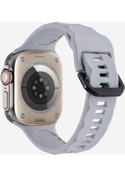 Kalebol Apple Watch 10 46MM/ULTRA 2/ultra 49MM/9 8 7 45MM/SE (2023) Se (2022) Se 6 5 4 44MM/3 2 1 42MM Silikon Spor Saat Kayışı - Gri (Yurt Dışından)