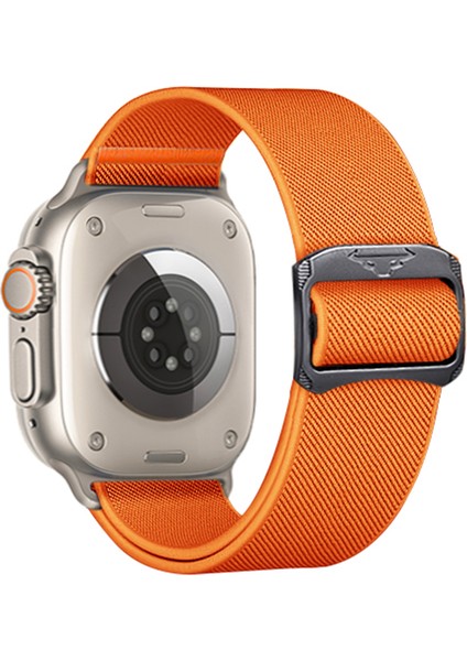 Apple Watch Series 10 42MM/9 8 7 41MM/SE (2023) Se (2022) Se 6 5 4 40MM/3 2 1 38MM Elastik Bant Için Kalebol Naylon Kayış - Turuncu (Yurt Dışından)
