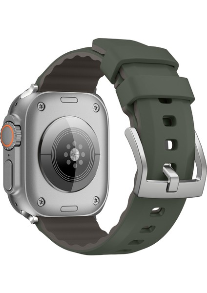 Apple Watch 10 46MM/ULTRA 2/ultra 49MM/9 8 7 45MM/SE (2023) Se (2022) Se 6 5 4 44MM/3 2 1 42MM Silikon Bant Çift Renk - Siyahımsı Yeşil (Yurt Dışından)