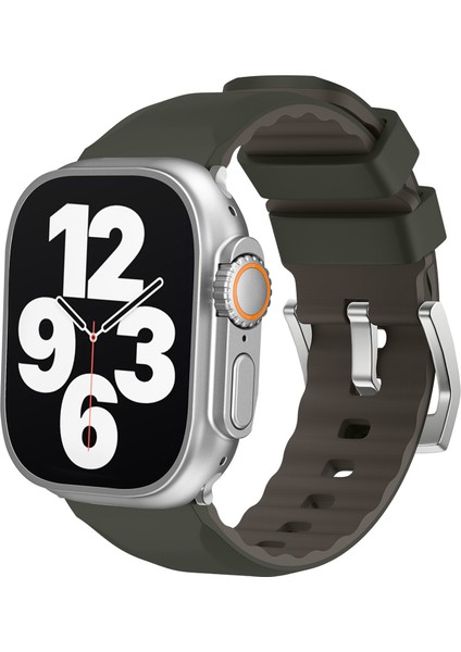 Apple Watch 10 46MM/ULTRA 2/ultra 49MM/9 8 7 45MM/SE (2023) Se (2022) Se 6 5 4 44MM/3 2 1 42MM Silikon Bant Çift Renk - Siyahımsı Yeşil (Yurt Dışından) indirimleri
