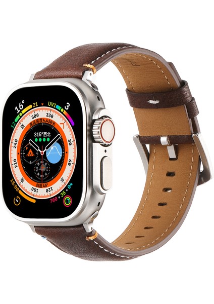 Apple Watch Series 10 46MM/ULTRA 2 Ultra 49MM/9 8 7 45MM/SE (2023) Se (2022) Se 6 5 4 44MM/3 2 1 42MM Saat Kayışı - Çılgın At Dokulu Kahve (Yurt Dışından) indirimleri