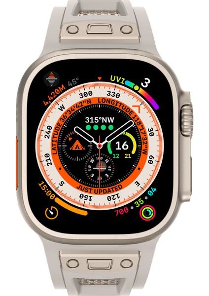 Kalebol Apple Watch 10 46MM/ULTRA 2/ultra 49MM/9 8 7 45MM/SE (2023) Se (2022) Se 6 5 4 44MM/3 2 1 42MM Petek Saat Kayışı-Starlight+Titanyum (Yurt Dışından) modelleri