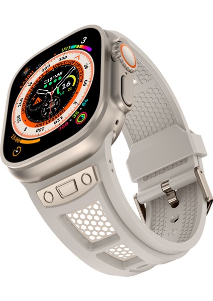 Kalebol Apple Watch 10 46MM/ULTRA 2/ultra 49MM/9 8 7 45MM/SE (2023) Se (2022) Se 6 5 4 44MM/3 2 1 42MM Petek Saat Kayışı-Starlight+Titanyum (Yurt Dışından) indirimleri