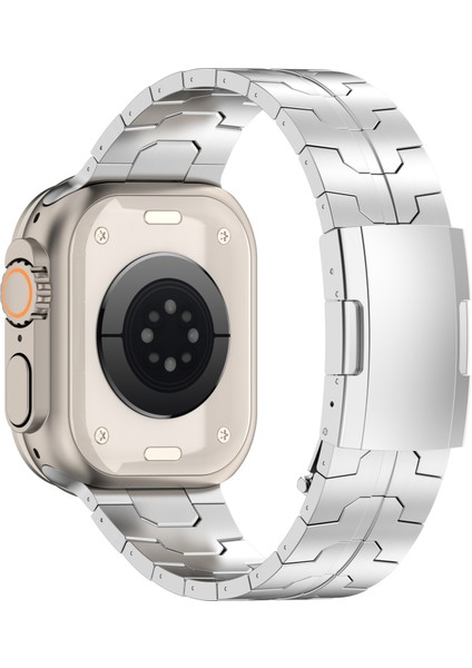 Apple Watch Series 10 42MM/9 8 7 41MM/SE (2023) Se (2022) Se 6 5 4 40MM/3 2 1 38MM Saat Kayışı Titanyum Alaşımlı Bilezik-Gümüş (Yurt Dışından)