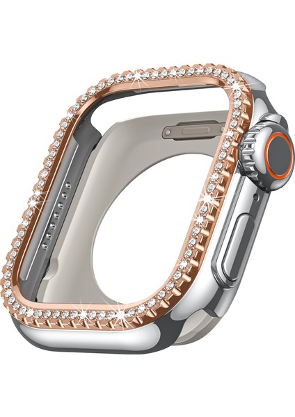 Apple Watch Se (2023)/SE (2022)/SE/6/5/4 44 mm Yapay Elmas Dekorlu Içi Boş Pc Çerçeve Kapağı - Gümüş + Gül Altın Kadranlı Saat Kılıfı (Yurt Dışından) fırsatları