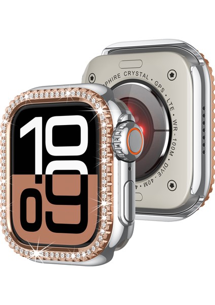 Apple Watch Se (2023)/SE (2022)/SE/6/5/4 44 mm Yapay Elmas Dekorlu Içi Boş Pc Çerçeve Kapağı - Gümüş + Gül Altın Kadranlı Saat Kılıfı (Yurt Dışından) indirimleri