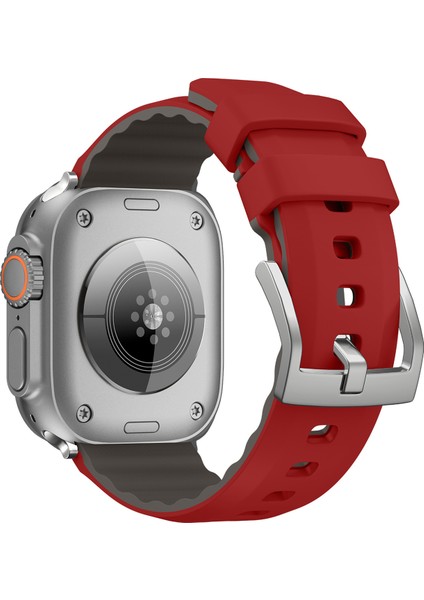 Kalebol Apple Watch 10 46MM/ULTRA 2/ultra 49MM/9 8 7 45MM/SE (2023) Se (2022) Se 6 5 4 44MM/3 2 1 42MM Silikon Bant Çift Renk-Kırmızı (Yurt Dışından)