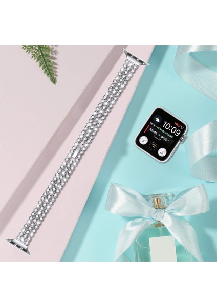 Apple Watch Series 10 42MM/9 8 7 41MM/SE (2023) Se (2022) Se 6 5 4 40MM/3 2 1 38MM Çinko Alaşımlı Bant - Gümüş Için Yapay Elmas Kayış (Yurt Dışından) indirimleri