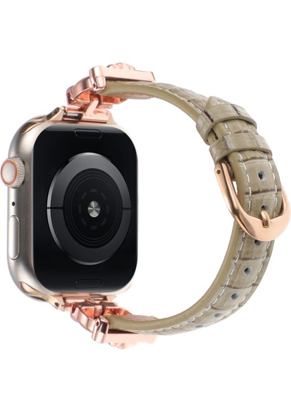 Apple Watch Series 10 46MM/ULTRA 2 Ultra 49MM/9 8 7 45MM/SE (2023) Se (2022) Se 6 5 4 44MM/3 2 1 42MM Saat Kayışı - Gül Altın/kahverengi (Yurt Dışından)
