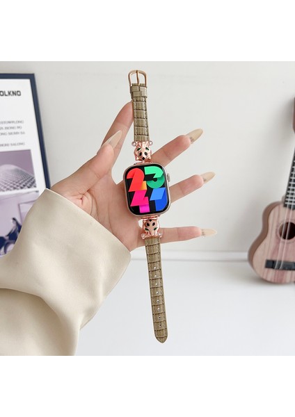 Apple Watch Series 10 46MM/ULTRA 2 Ultra 49MM/9 8 7 45MM/SE (2023) Se (2022) Se 6 5 4 44MM/3 2 1 42MM Saat Kayışı - Gül Altın/kahverengi (Yurt Dışından) indirimleri