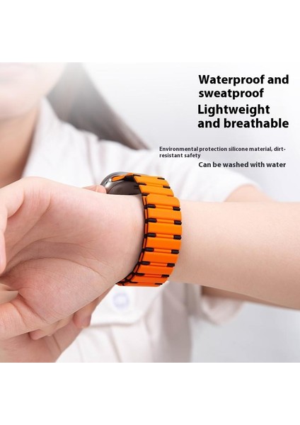 Apple Watch Series 10 42MM/9 8 7 41MM/SE (2023) Se (2022) Se 6 5 4 40MM/3 2 1 38MM Çift Renkli Manyetik Silikon Saat Kayışı - Starlight + Turuncu (Yurt Dışından) modelleri