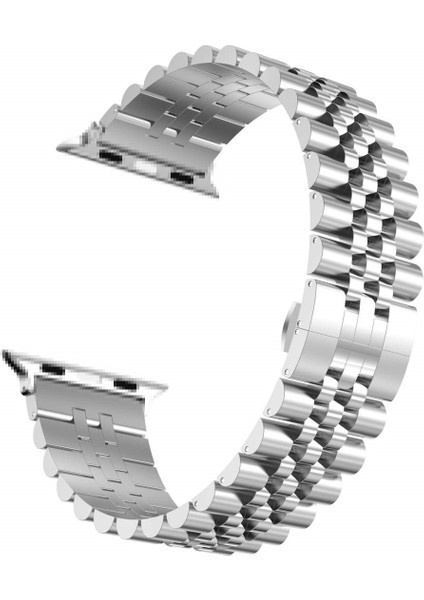 Apple Watch Series 10 46mm/Ultra 2 Ultra 49mm/9 8 7 45mm/SE (2023) SE (2022) SE 6 5 4 44mm/3 2 1 42mm için Yeni Stil Paslanmaz Çelik Saat Kayışı - Gümüş (Yurt Dışından)