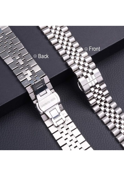 Apple Watch Series 10 46mm/Ultra 2 Ultra 49mm/9 8 7 45mm/SE (2023) SE (2022) SE 6 5 4 44mm/3 2 1 42mm için Yeni Stil Paslanmaz Çelik Saat Kayışı - Gümüş (Yurt Dışından)