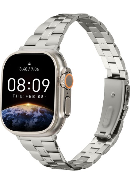 Apple Watch 10 46MM/ULTRA 2/ultra 49MM/9 8 7 45MM/SE (2023) Se (2022) Se 6 5 4 44MM/3 2 1 42MM Paslanmaz Çelik Bant-Titanyum (Yurt Dışından) modelleri