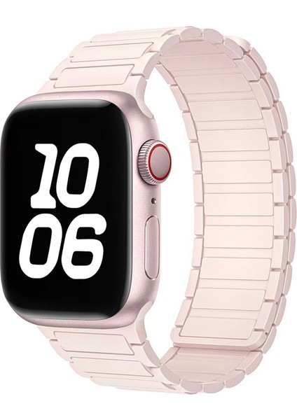 Apple Watch Series 10 Ultra 9 8 7 Se 6 5 4 3 2 1 46MM 49MM 45MM 44MM 42MM Üç Boncuk Tasarımlı Pembe Manyetik Silikon Saat Kayışı (Yurt Dışından) fırsatları