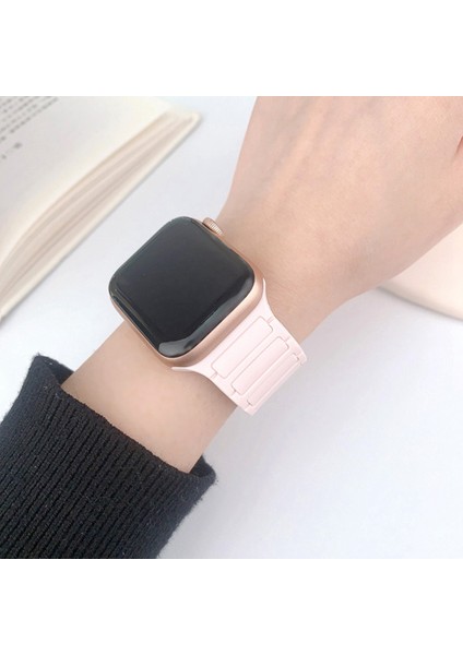 Apple Watch Series 10 Ultra 9 8 7 Se 6 5 4 3 2 1 46MM 49MM 45MM 44MM 42MM Üç Boncuk Tasarımlı Pembe Manyetik Silikon Saat Kayışı (Yurt Dışından) indirimleri