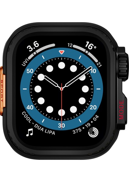 Apple Watch Series 9/8/7 45 mm Düşmeye Karşı Dalı Saat Kılıfı Metal Koruyucu Çerçeve - Siyah (Yurt Dışından)