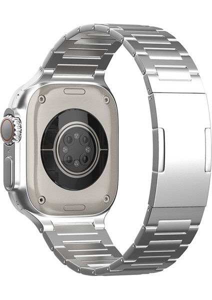 Apple Watch 10 46MM/ULTRA 2/ultra 49MM/9 8 7 45MM/SE (2023) Se (2022) Se 6 5 4 44MM/3 2 1 42MM Yedek Titanyum Alaşımlı Saat Kayışı - Gümüş (Yurt Dışından)