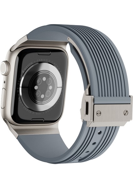Kalebol Apple Watch 10 46MM/ULTRA 2/ultra 49MM/9 8 7 45MM/SE (2023) Se (2022) Se 6 5 4 44MM/3 2 1 42MM Silikon Saat Kayışı - Gri (Yurt Dışından)