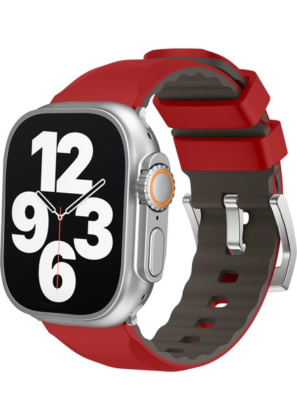 Kalebol Apple Watch 10 46MM/ULTRA 2/ultra 49MM/9 8 7 45MM/SE (2023) Se (2022) Se 6 5 4 44MM/3 2 1 42MM Silikon Bant Çift Renk-Kırmızı (Yurt Dışından) indirimleri