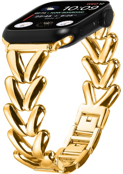 Apple Watch Series 10 42MM/9 8 7 41MM/SE (2023) Se (2022) Se 6 5 4 40MM/3 2 1 38MM Bükülmüş Metal Çinko Alaşımlı Saat Kayışı - Altın (Yurt Dışından) fiyatları