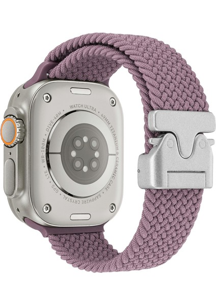 Apple Watch Series 10, 9, 8, 7, Se, 6, 5, 4, 3, 2, 1, 42 Mm, 41 Mm, 40 Mm, 38 mm Paraşüt Tokalı Naylon Örgülü Saat Kayışı - Dumanlı Mor (Yurt Dışından)