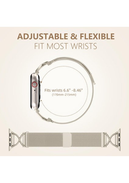 Apple Watch Series 10, 9, 8, 7, Se, 6, 5, 4, 3, 2, 1, 42 Mm, 41 Mm, 40 Mm, 38 mm Metal Kayışlı Bileklik - Starlight Için L Beden Saat Kayışı (Yurt Dışından) indirimleri