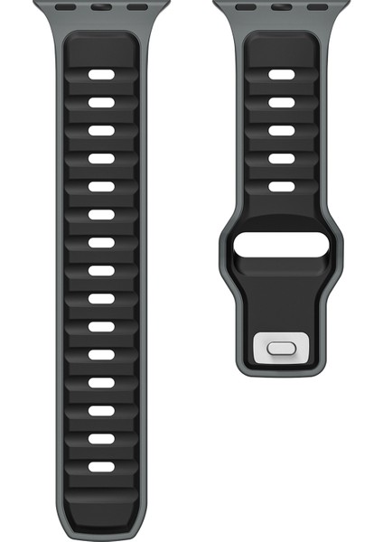 Apple Watch Series 10 42MM/9 8 7 41MM/SE (2023) Se (2022) Se 6 5 4 40MM/3 2 1 38MM Için Çift Renkli Silikon Kayış - Gri + Siyah (Yurt Dışından) fiyatları