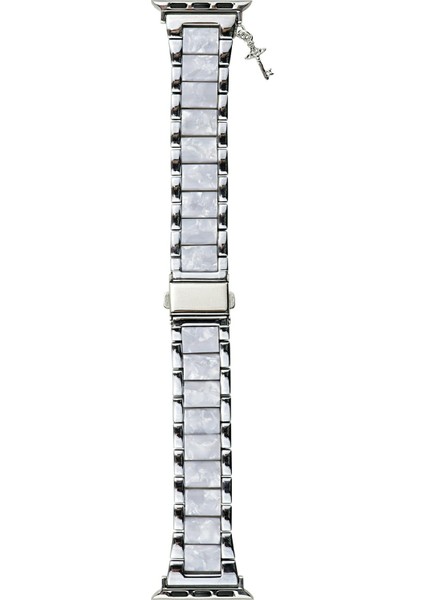 Apple Watch Series 10 46MM/ULTRA 2 Ultra 49MM/SERIES 9 8 7 45MM/SE (2023) Se (2022) Se 6 5 4 44MM/3 2 1 42MM Için 3 Boncuklu Kayış - Gümüş Ekleme (Yurt Dışından)