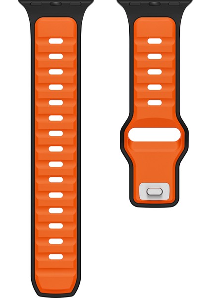 Apple Watch Series 10 42MM/9 8 7 41MM/SE (2023) Se (2022) Se 6 5 4 40MM/3 2 1 38MM Için Çift Renkli Silikon Kayış - Siyah + Turuncu (Yurt Dışından) fiyatları