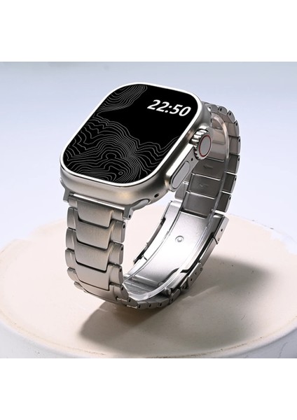 Apple Watch Series 10 42MM/9 8 7 41MM/SE (2023) Se (2022) Se 6 5 4 40MM/3 2 1 38MM Titanyum Alaşımlı Saat Kayışı Kaplumbağa Sırtı Tokalı-Siyah (Yurt Dışından) fiyatları